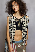 Jana - Jongvolwassenen & modebewuste Crochet breisel met kralennek Vest