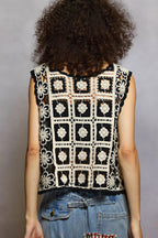 Jana - Jongvolwassenen & modebewuste Crochet breisel met kralennek Vest
