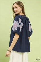 Jan - Women Embroidered puffed sleeves Blouse