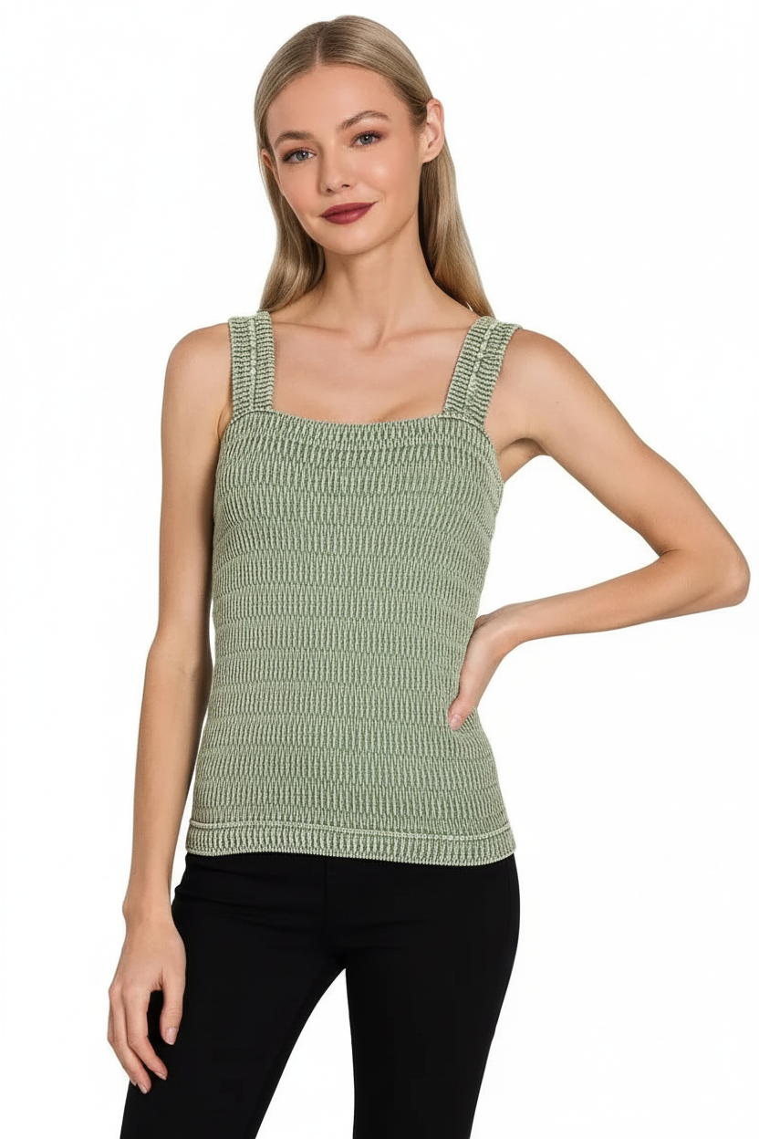 Darci - Vrouwen Smocked Textuur Tanktop