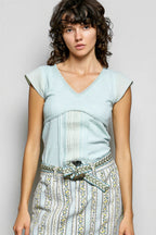 Emersyn - Dames Crochet rand en pintuck details Top
