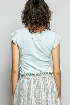 Emersyn - Dames Crochet rand en pintuck details Top