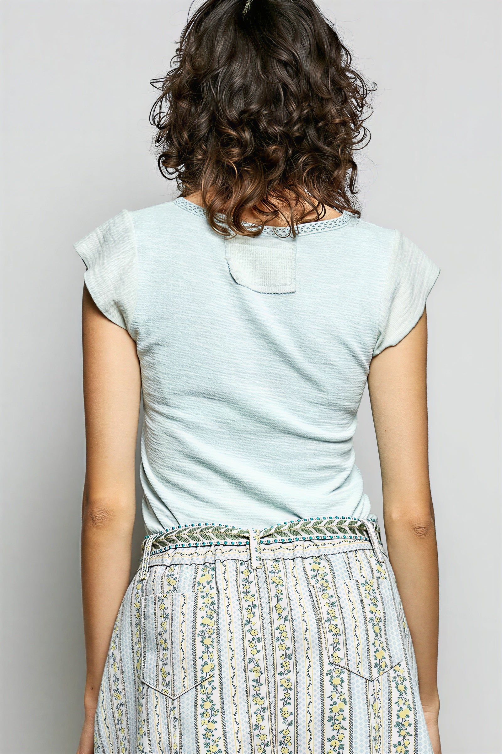 Emersyn - Dames Crochet rand en pintuck details Top