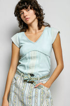 Emersyn - Dames Crochet rand en pintuck details Top