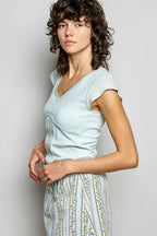 Emersyn - Dames Crochet rand en pintuck details Top