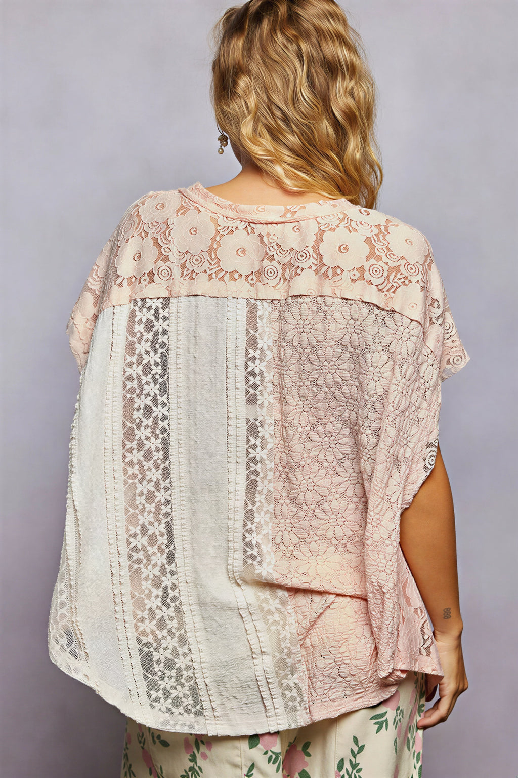 Colleen - Women Mixed lace patchwork design Poncho Top