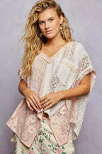 Colleen - Women Mixed lace patchwork design Poncho Top