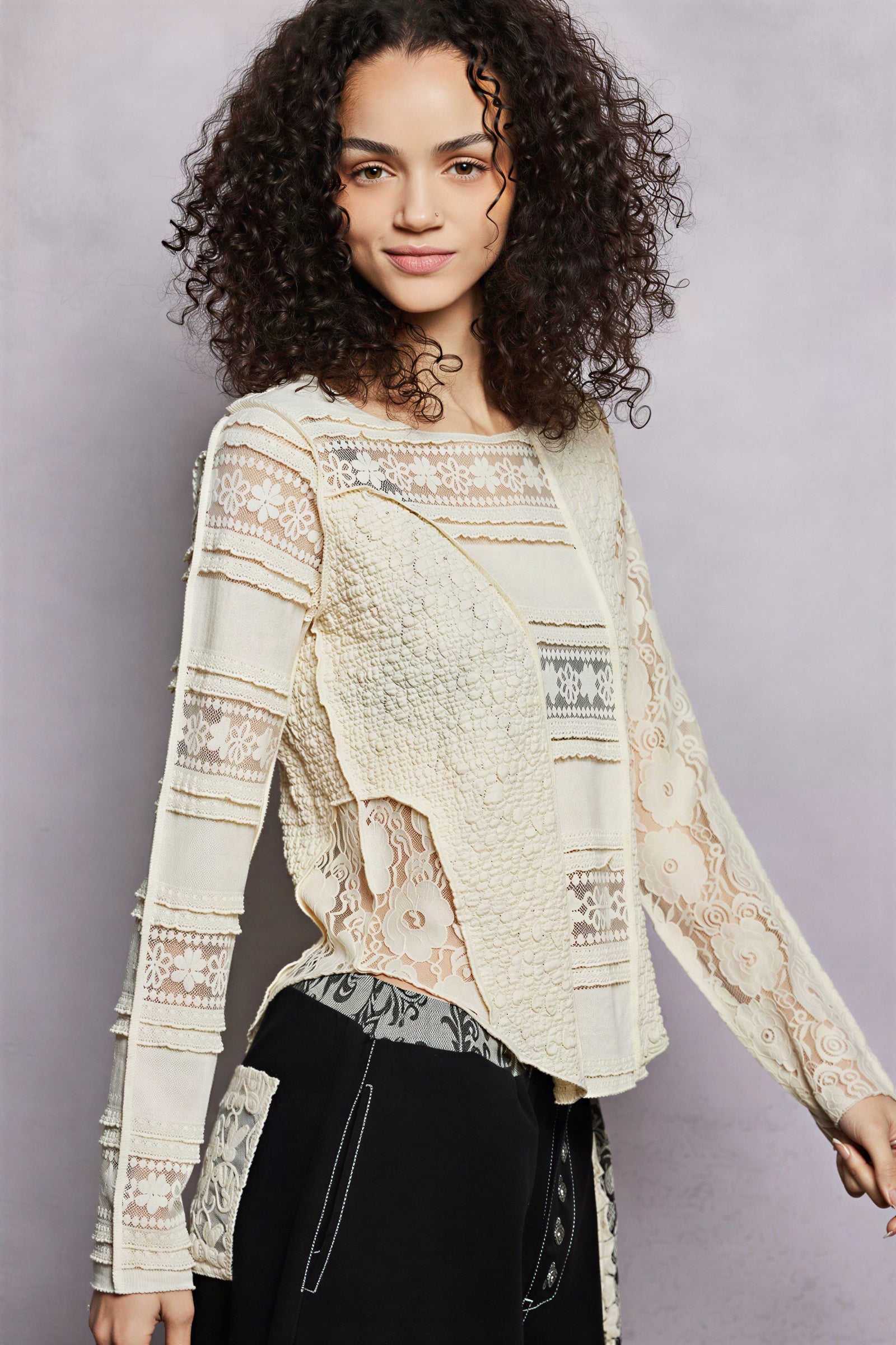 Siya - Young adults & women Patchwork lace & textured design Blouse