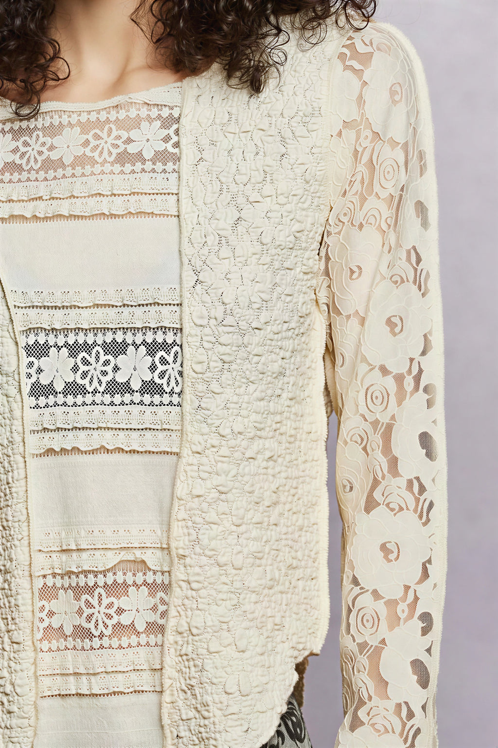 Siya - Young adults & women Patchwork lace & textured design Blouse