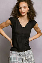 Georgiann - Women Lace trim and pintuck detail on bodice T-Shirt