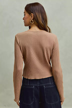 Jordana - Women Crocheted front panel with open-knit detailing Top
