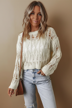 Rhiannon - Vrouwen Versleten open‑weave breisel Trui