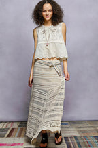 Laurene - Dames Gedetailleerde crochet Maxi Rok
