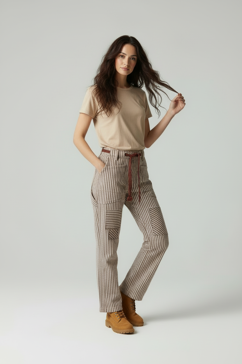 Meilani - Women Patchwork detailing and drawstring waist Trousers