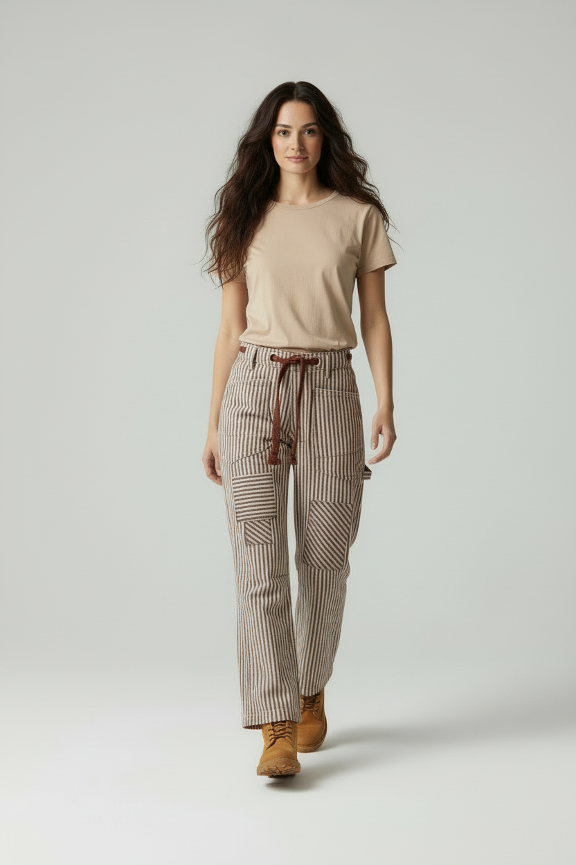 Meilani - Women Patchwork detailing and drawstring waist Trousers