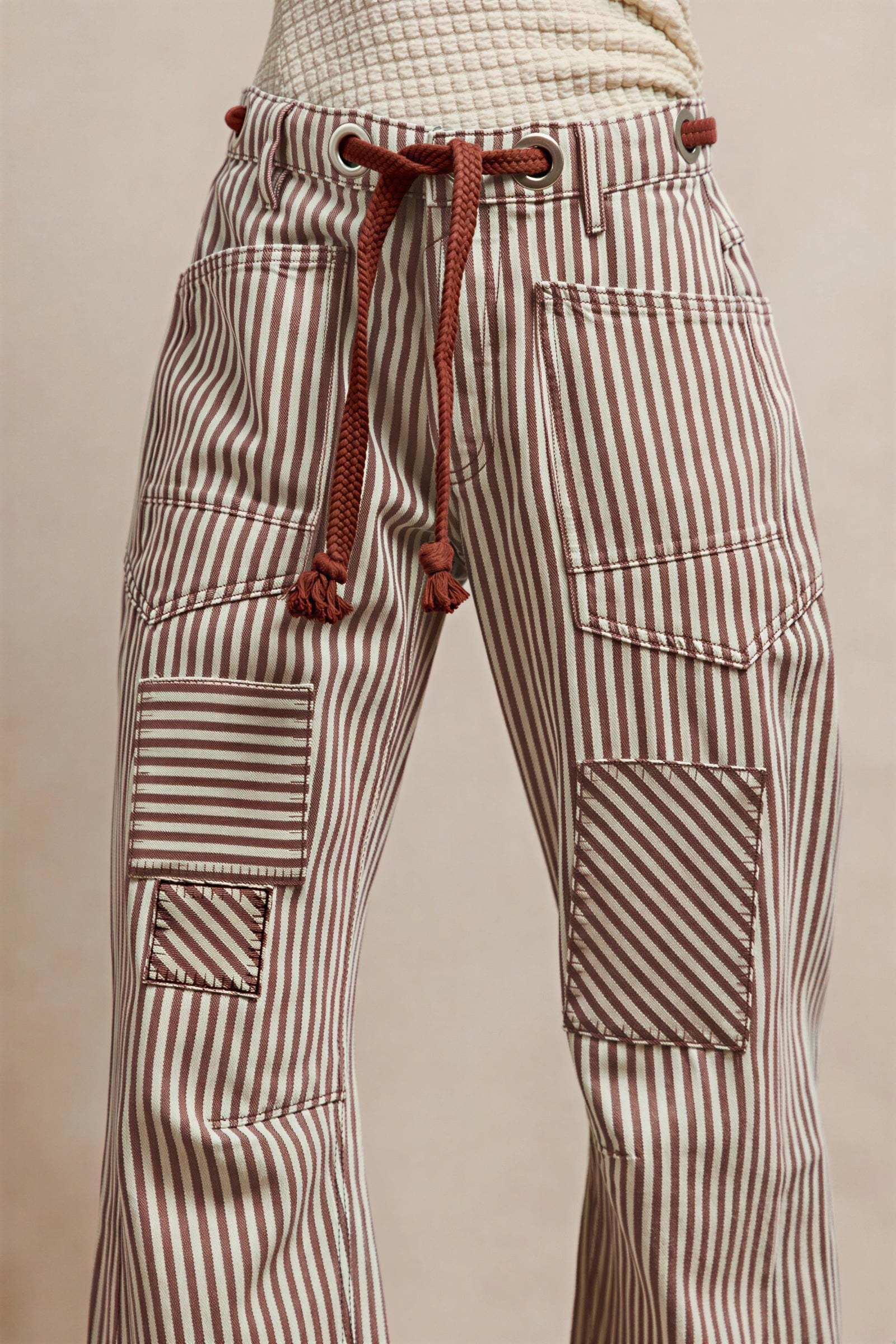 Meilani - Women Patchwork detailing and drawstring waist Trousers