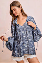 Jadelyn - Vrouwen All-over strikprint en striknekdetail Blouse
