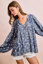 Jadelyn - Vrouwen All-over strikprint en striknekdetail Blouse
