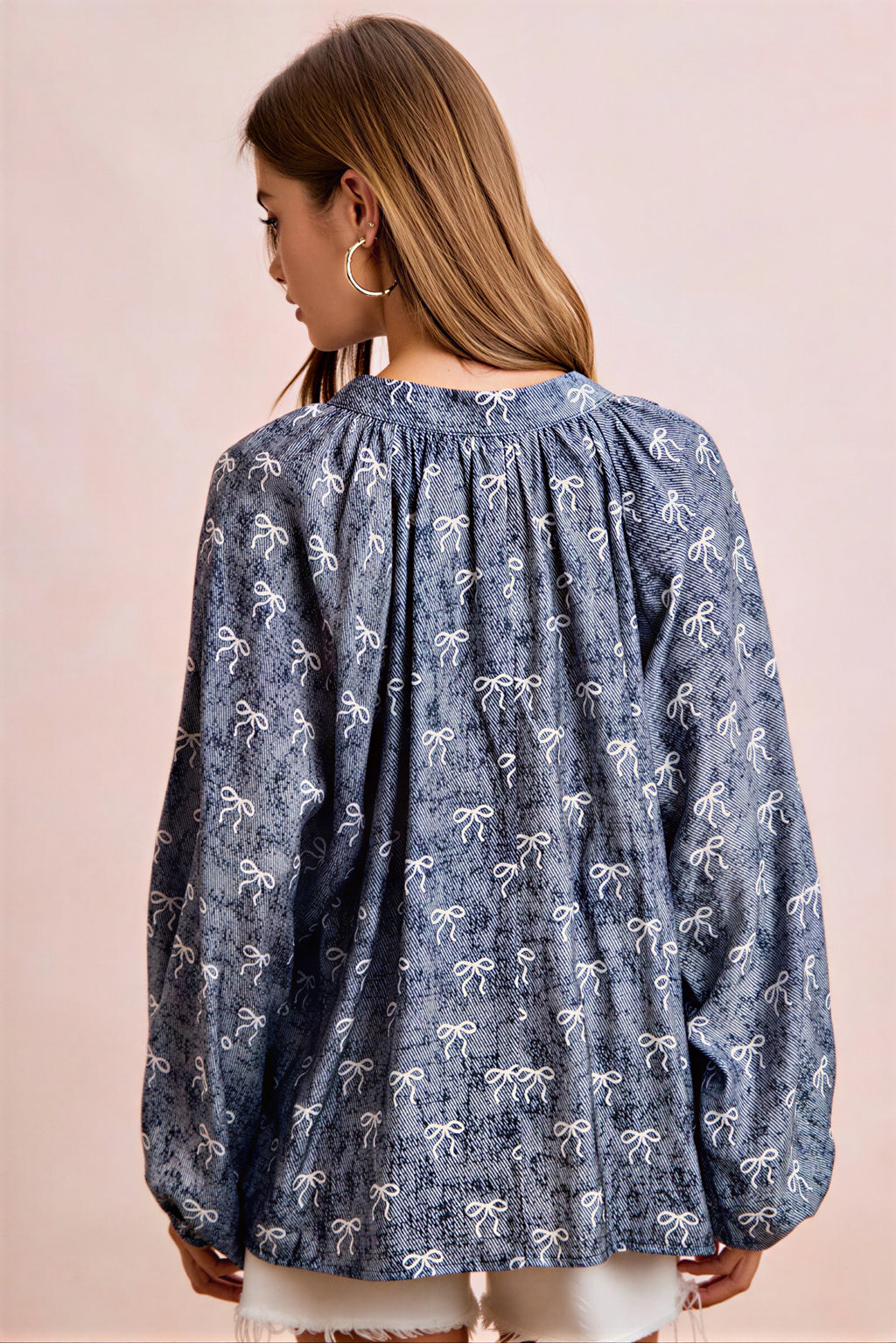 Jadelyn - Vrouwen All-over strikprint en striknekdetail Blouse