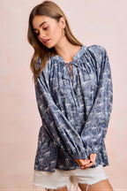 Jadelyn - Vrouwen All-over strikprint en striknekdetail Blouse