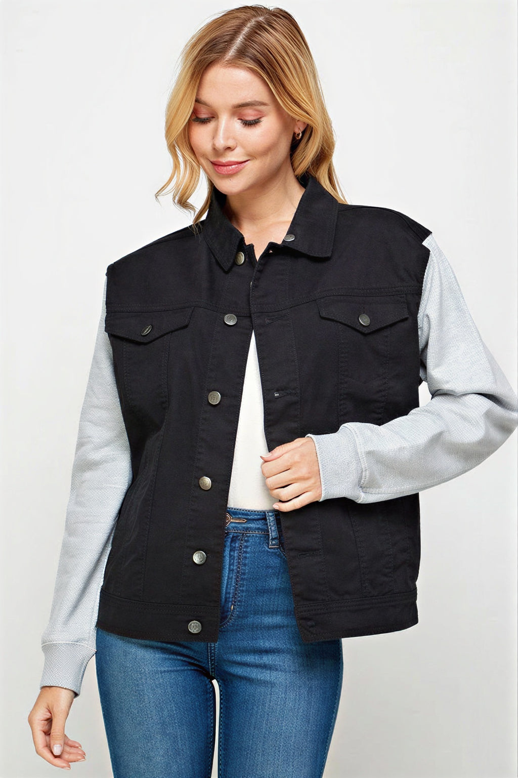 Essence - Women & teens Contrast knit sleeves & hood Jacket