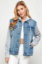 Essence - Women & teens Contrast knit sleeves & hood Jacket