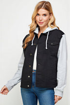 Essence - Women & teens Contrast knit sleeves & hood Jacket