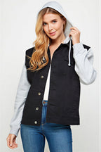 Essence - Women & teens Contrast knit sleeves & hood Jacket