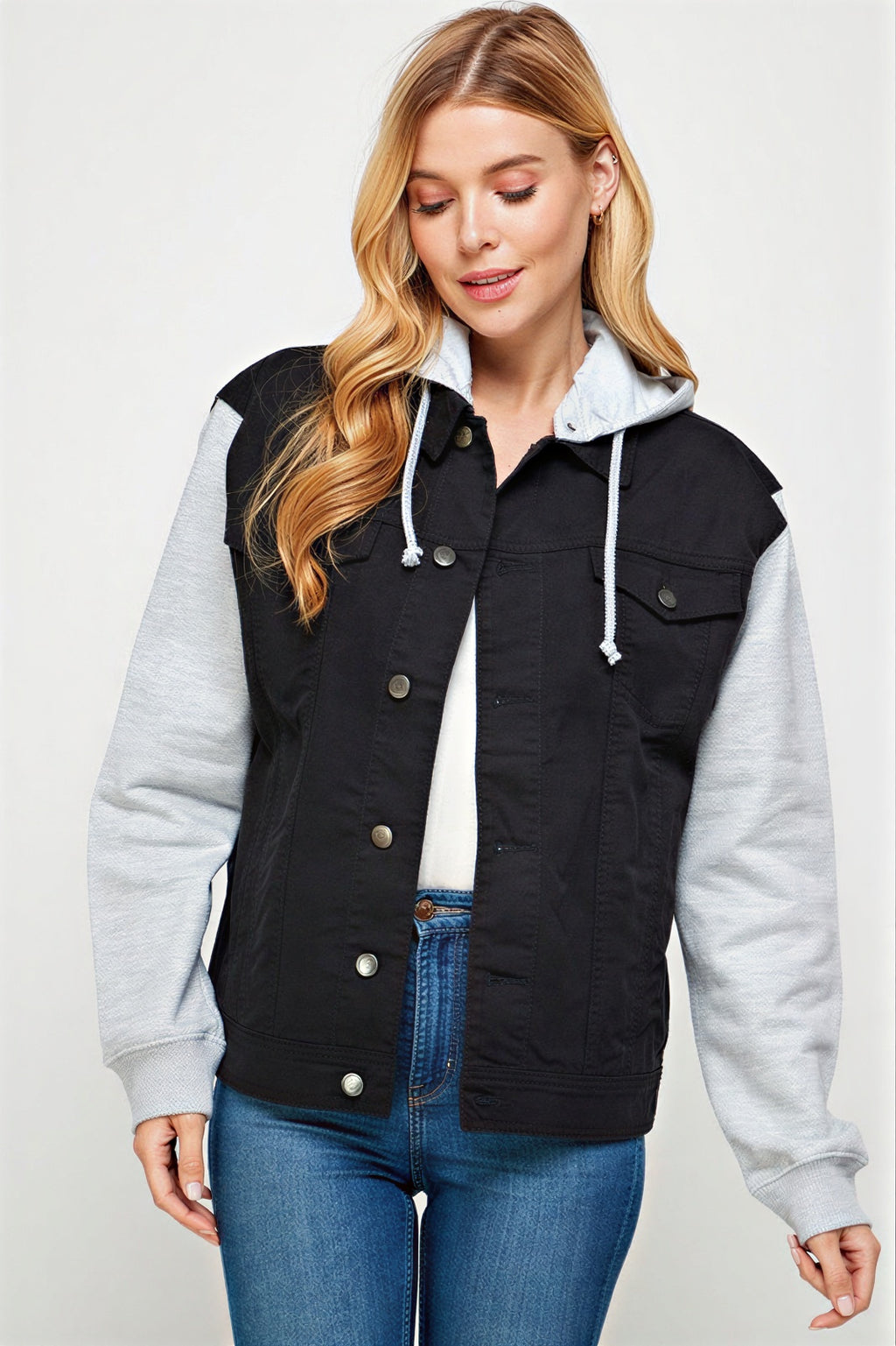 Essence - Women & teens Contrast knit sleeves & hood Jacket