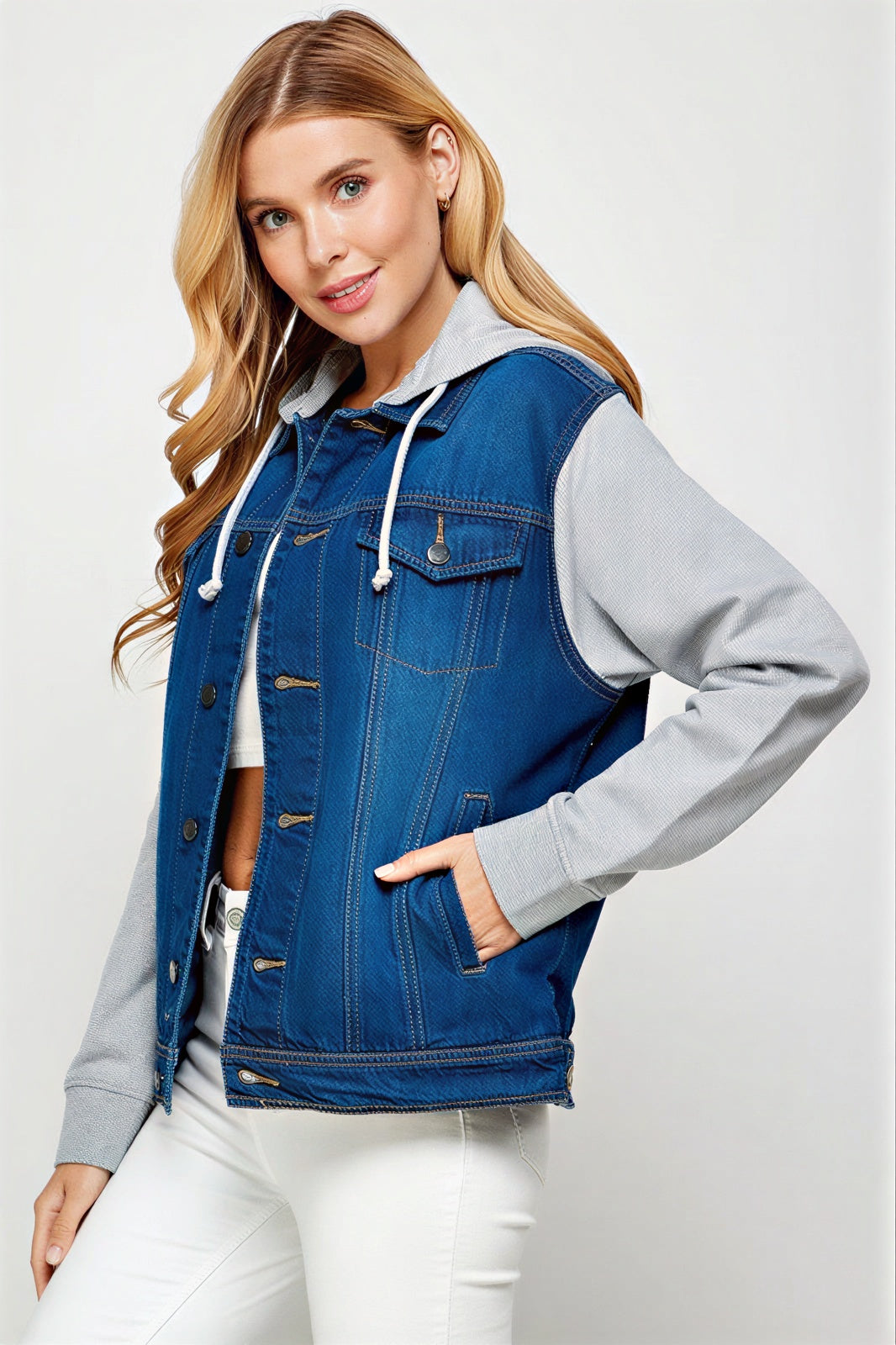 Essence - Women & teens Contrast knit sleeves & hood Jacket