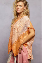 Elvia - Vrouwen Patchworkontwerp met kant Tuniek