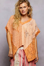 Elvia - Vrouwen Patchworkontwerp met kant Tuniek