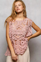 Tenisha - Women Intricate crochet detailing with floral patterns Crochet Top