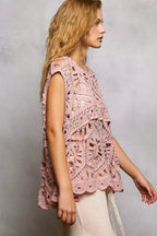 Tenisha - Women Intricate crochet detailing with floral patterns Crochet Top