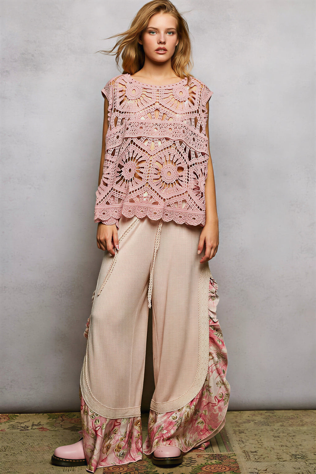 Tenisha - Women Intricate crochet detailing with floral patterns Crochet Top