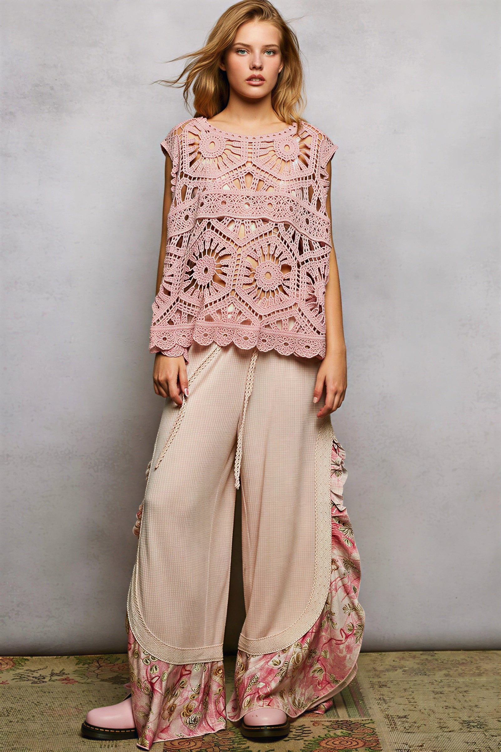 Tenisha - Women Intricate crochet detailing with floral patterns Crochet Top