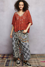 Tarsha - Vrouwen Intricate crochet knit met kralenrand Top