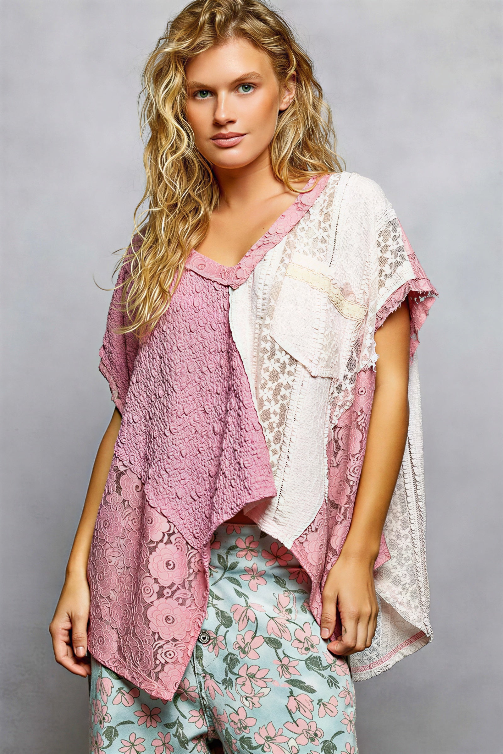 Malea - Vrouwen asymmetrische kleurblokken Tuniek Top