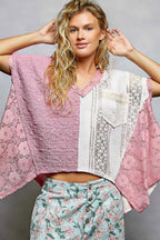 Malea - Vrouwen asymmetrische kleurblokken Tuniek Top