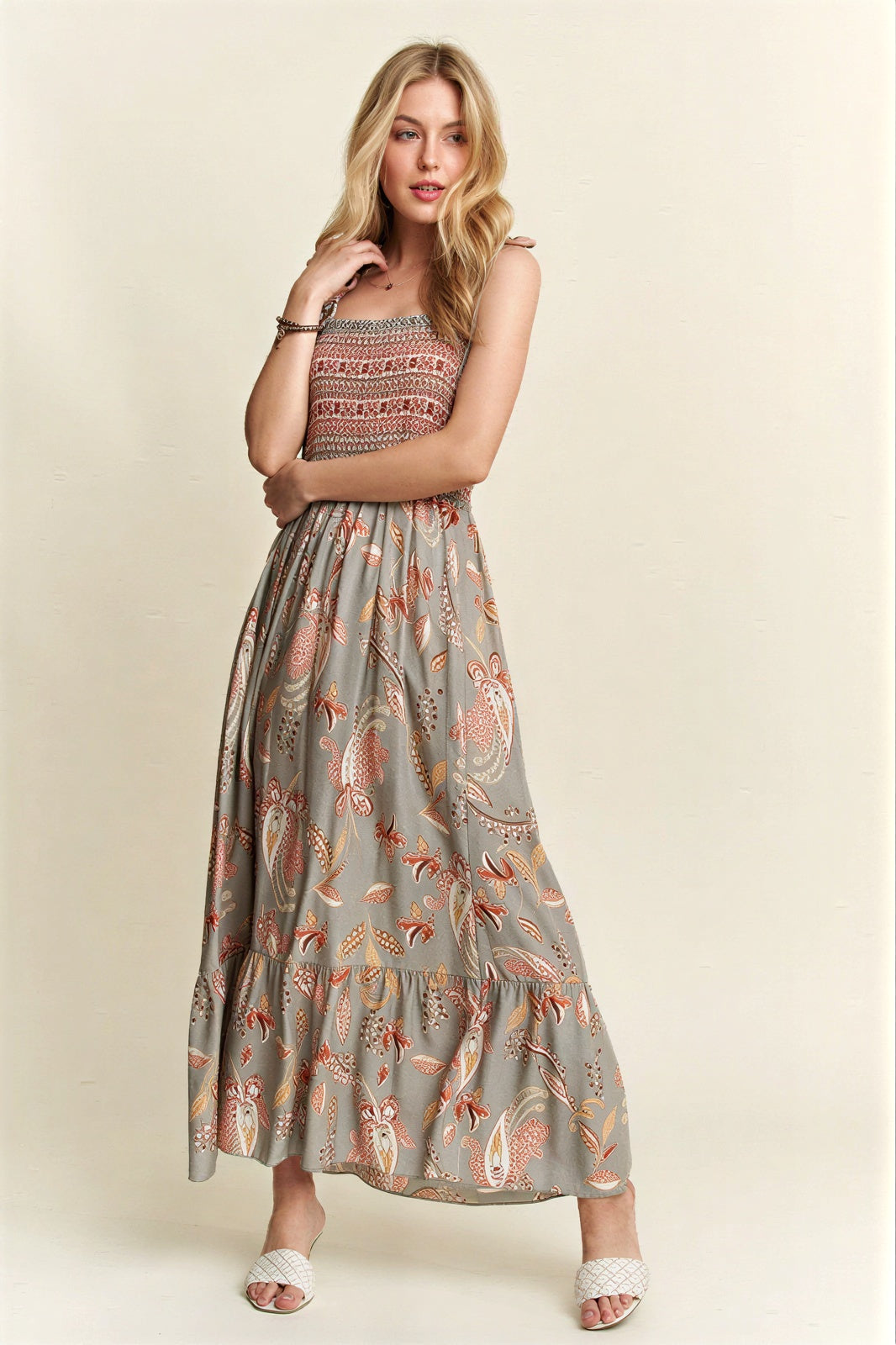 Deisy - Women Smocked Bodice Maxi Dress