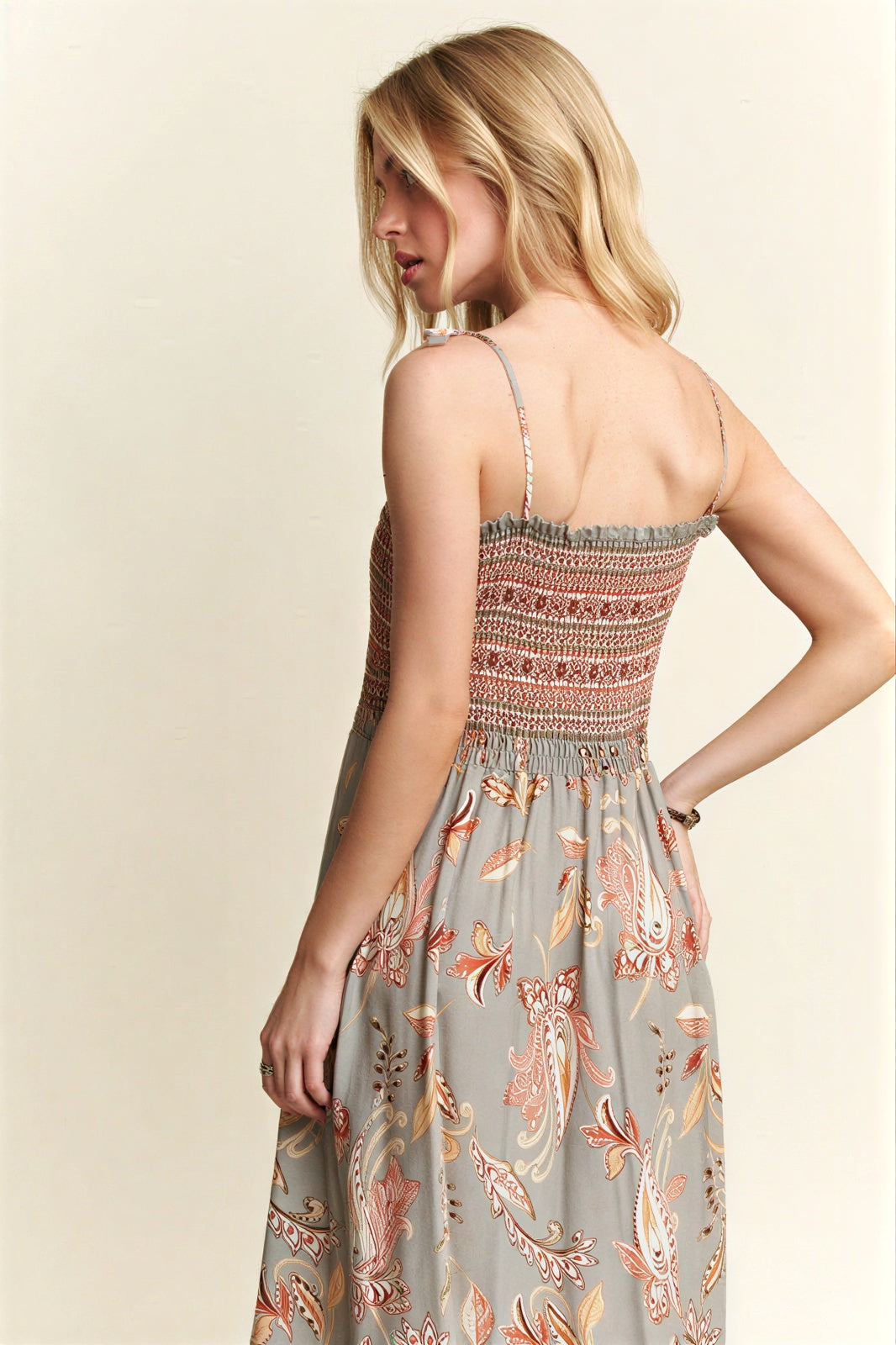 Deisy - Women Smocked Bodice Maxi Dress