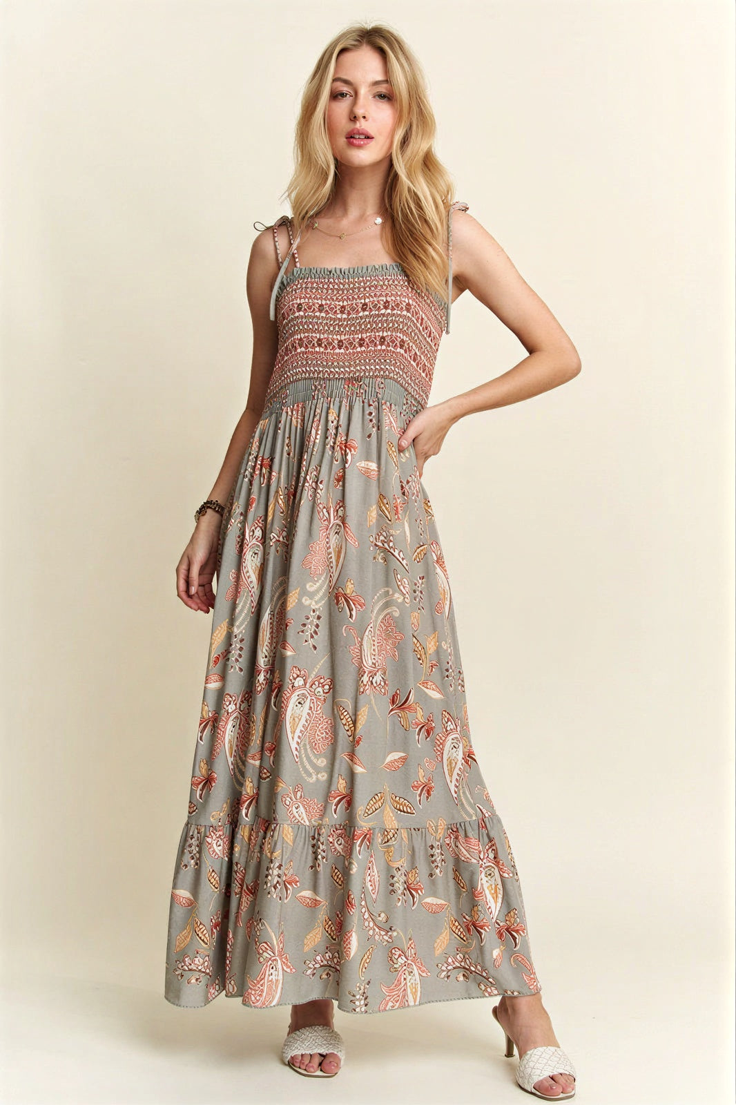 Deisy - Women Smocked Bodice Maxi Dress
