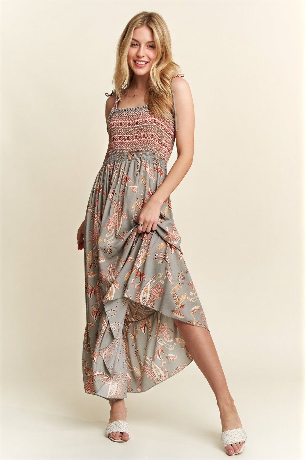 Deisy - Women Smocked Bodice Maxi Dress