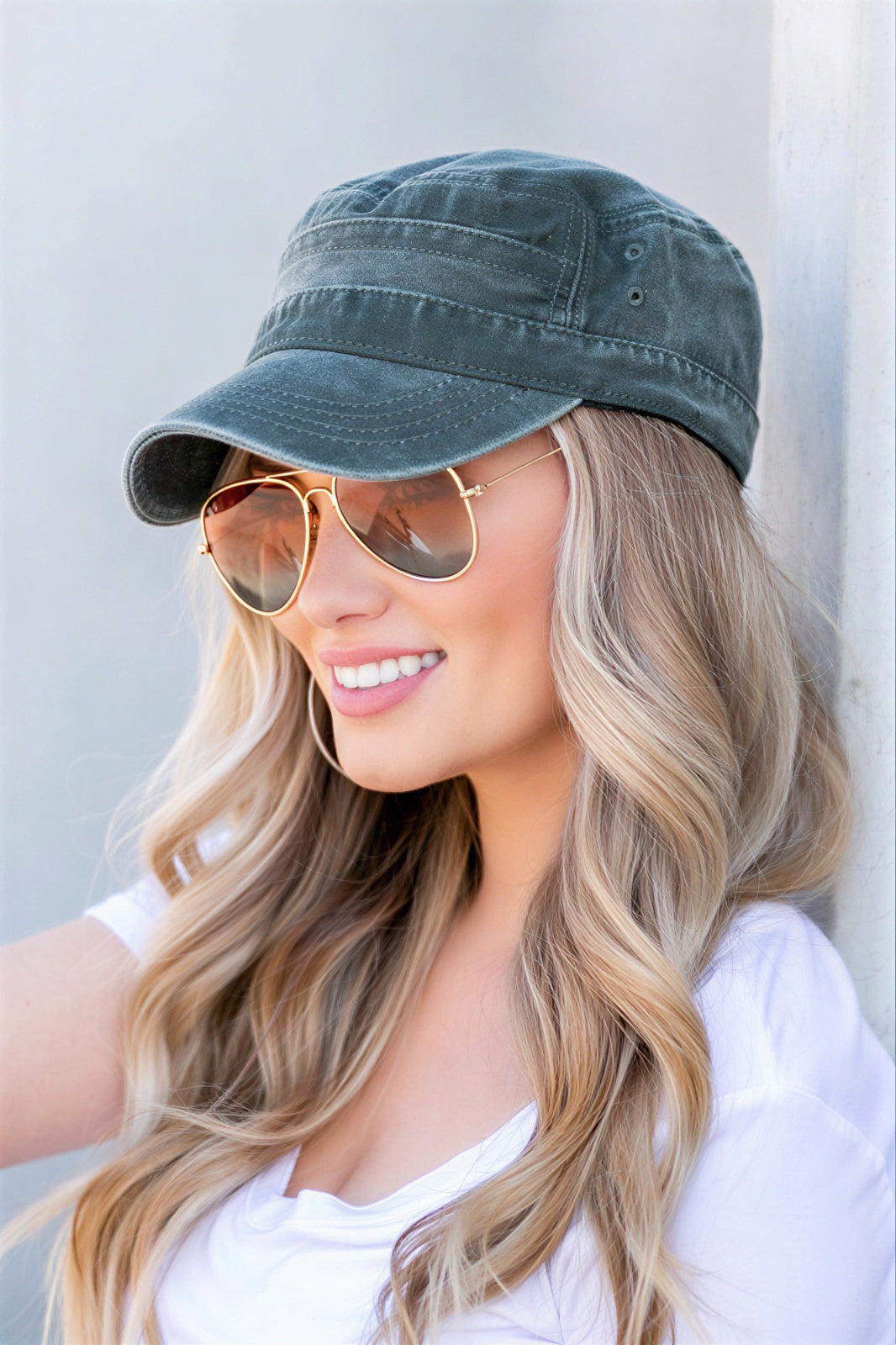 Liz - Women Distressed wash and military-style design Cap