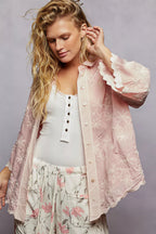 David -Women Floral embroidery and lace trim Shirt