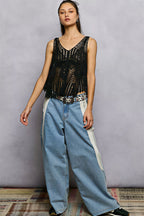 Kaidence - Women Intricate floral crochet detail Crochet Tank Top