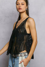 Kaidence - Women Intricate floral crochet detail Crochet Tank Top