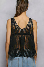 Kaidence - Women Intricate floral crochet detail Crochet Tank Top