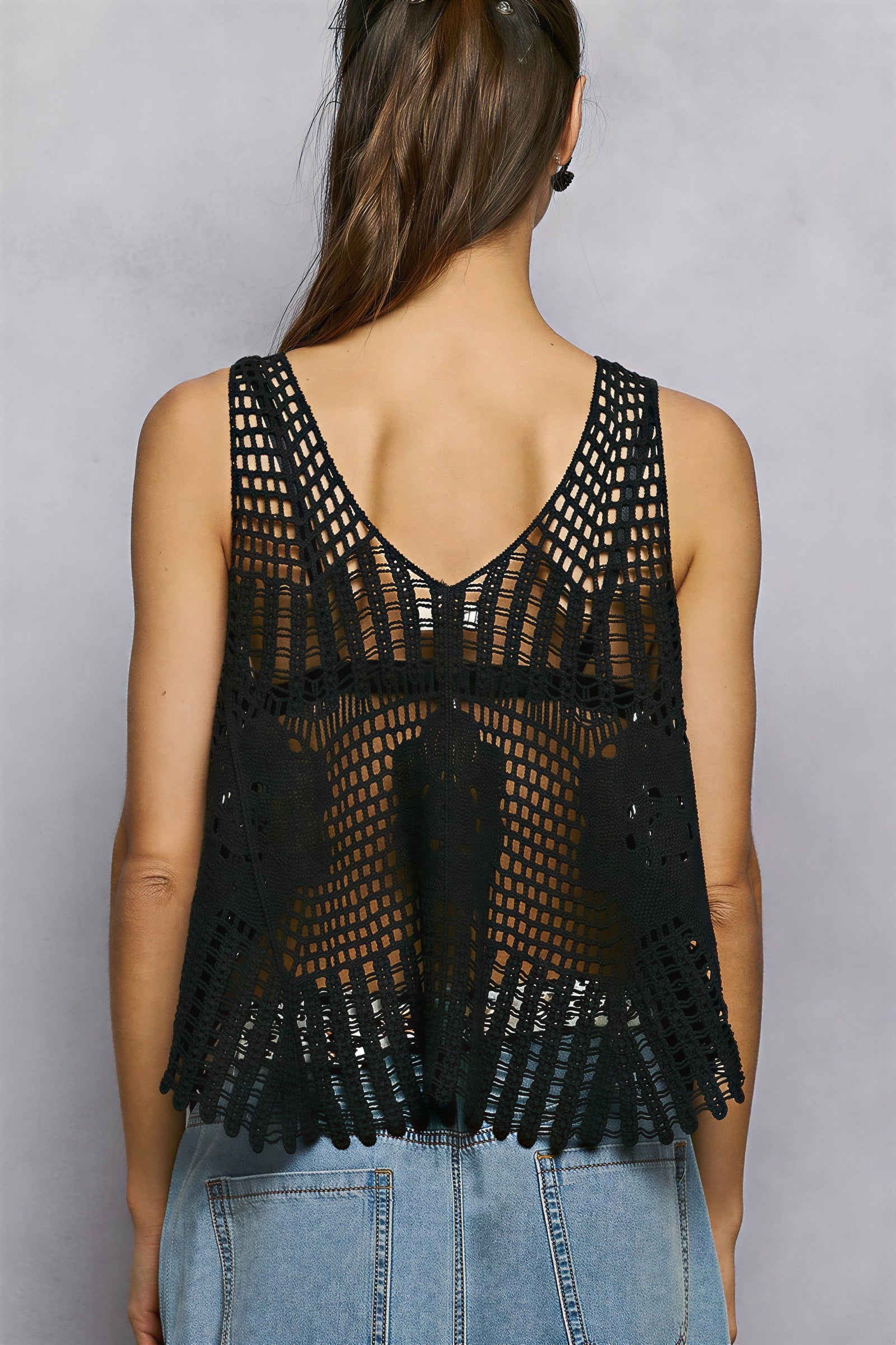 Kaidence - Women Intricate floral crochet detail Crochet Tank Top