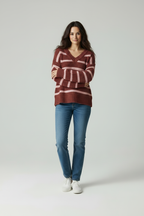 Traci - Vrouwen horizontale strepenpatroon Sweater